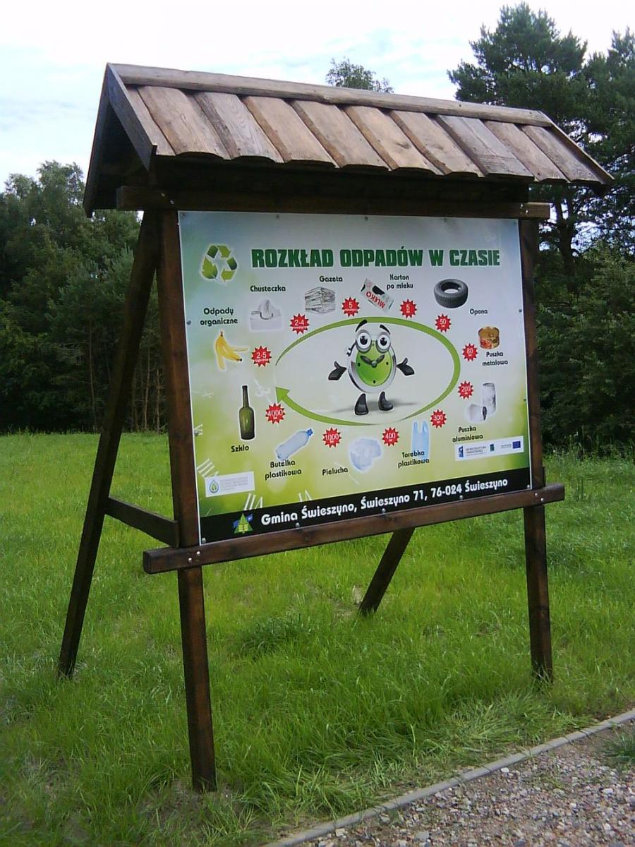 Gmina Świeszyno zachęca do odwiedzenia nowo – wybudowanej ( sierpień 2015r.) ścieżki edukacyjnej, zlokalizowanej na zrekultywowany składowisku w Niedalinie. Ścieżka poświęcona jest tematyce związanej z zagospodarowaniem odpadów, ochroną środowiska oraz rekultywacją składowiska w Niedalinie. Na słupach zlokalizowanych wzdłuż ścieżki umieszczone są kolorowe tablice informacyjne z krótkimi informacjami na temat np. czasu rozkładu odpadów, czy zdjęciami składowiska przed rekultywacją. Na koniec można spocząć i wsłuchać się w szum lasu i świergot ptaków pod drewnianą wiatą zaopatrzoną stół i ławki. Serdecznie zapraszamy szkoły oraz osoby prywatne ceniące wycieczki na łono natury. Gmina Świeszyno zachęca do odwiedzenia nowo – wybudowanej ( sierpień 2015r.) ścieżki edukacyjnej, zlokalizowanej na zrekultywowany składowisku w Niedalinie. Ścieżka poświęcona jest tematyce związanej z zagospodarowaniem odpadów, ochroną środowiska oraz rekultywacją składowiska w Niedalinie. Na słupach zlokalizowanych wzdłuż ścieżki umieszczone są kolorowe tablice informacyjne z krótkimi informacjami na temat np. czasu rozkładu odpadów, czy zdjęciami składowiska przed rekultywacją. Na koniec można spocząć i wsłuchać się w szum lasu i świergot ptaków pod drewnianą wiatą zaopatrzoną stół i ławki. Serdecznie zapraszamy szkoły oraz osoby prywatne ceniące wycieczki na łono natury.